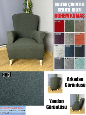 Home Lux Bohem Pamuklu Kumaş Sultan Çıkıntılı Model Komple Giydirme Berjer Kılıfı, Kalın Bir Kumaştır