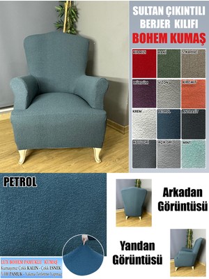 Home Lux Bohem Pamuklu Kumaş Sultan Çıkıntılı Model Komple Giydirme Berjer Kılıfı, Kalın Bir Kumaştır