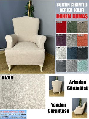 Home Lux Bohem Pamuklu Kumaş Sultan Çıkıntılı Model Komple Giydirme Berjer Kılıfı, Kalın Bir Kumaştır