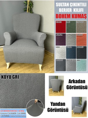 Home Lux Bohem Pamuklu Kumaş Sultan Çıkıntılı Model Komple Giydirme Berjer Kılıfı, Kalın Bir Kumaştır