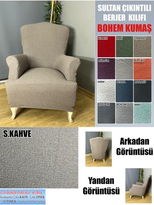 Home Lux Bohem Pamuklu Kumaş Sultan Çıkıntılı Model Komple Giydirme Berjer Kılıfı, Kalın Bir Kumaştır