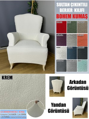 Home Lux Bohem Pamuklu Kumaş Sultan Çıkıntılı Model Komple Giydirme Berjer Kılıfı, Kalın Bir Kumaştır