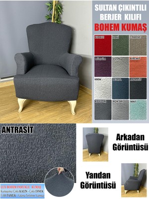 Home Lux Bohem Pamuklu Kumaş Sultan Çıkıntılı Model Komple Giydirme Berjer Kılıfı, Kalın Bir Kumaştır