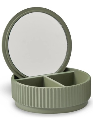 Vivarel Lumi Kanallı Makyaj Aynası & Takı Kutusu - Olive Green