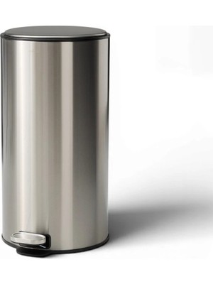 Vivarel Round Mat Saten Paslanmaz Çelik Pedallı Çöp Kovası 30 L