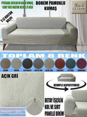 Home Lux Bohem Pamuklu Kumaş Çift Kişilik Koltuk Kılıfı Komple Giydirme Kalın ve Dayanıklıdır