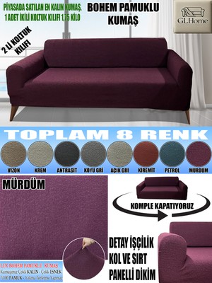 Home Lux Bohem Pamuklu Kumaş Çift Kişilik Koltuk Kılıfı Komple Giydirme Kalın ve Dayanıklıdır