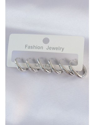 Vice Avm Pirinç Gümüş Renk Oval Küpe Seti - TJ-BKP8999 TG-1395 339657