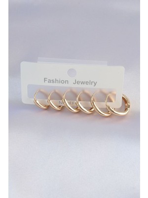 Vice Avm Pirinç Gold Renk Oval Küpe Seti - TJ-BKP8998 TG-1395 339656