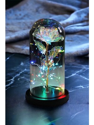 Dekoratif Fanus RGB Peri LED Işıklı Solmayan Sonsuzluk Gülü Galaxy Lamba Şık Tasarım
