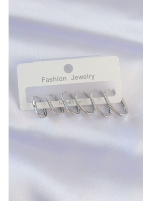 Vice Avm Pirinç Gümüş Renk Ince Oval Küpe Seti - TJ-BKP8989 TG-1395 339648