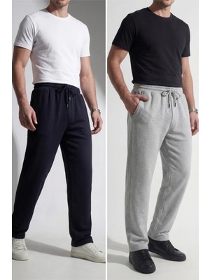 Veleno Baggy 2'li Avantajlı Paket Oversize Eşofman Altı 2 Iplik Bol Paça Rahat Tam Kalıp