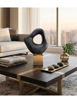 Mirsa Global Modern Taş Biblo Soyut Dekoratif Iskandinav Tarzı  Biblo – Siyah Minimalist Masaüstü & Konsol Objesi