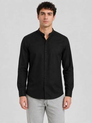 Classics Men Baros Hakim Yaka Uzun Kol Slim Fit Keten Gömlek - 7684