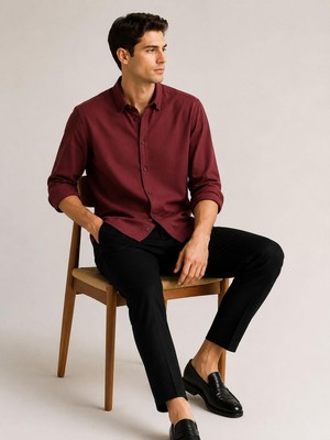 Classics Men Plus Barkod Uzun Kol Slim Fit Erkek Esnek Gömlek - 7682