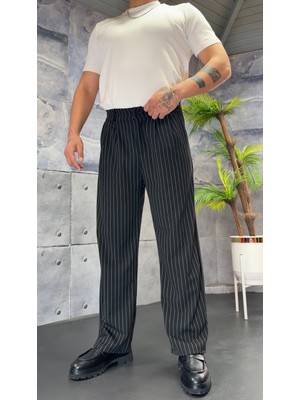 Çizgili Premium Kumaş Baggy Pantolon
