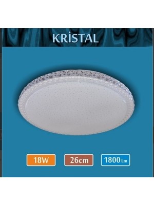 Erbay 18W Sıva Üstü Kristal Kenarlı Desenli Dekoratif Armatür LED Panel Beyaz Işık