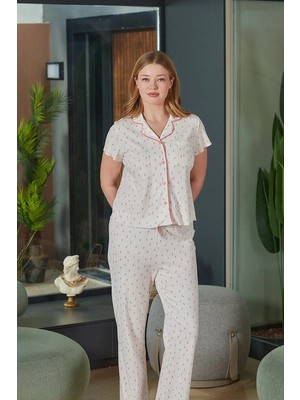 Aqua 26520 Kadın Düğmeli Kısa Kol Pijama Takımı