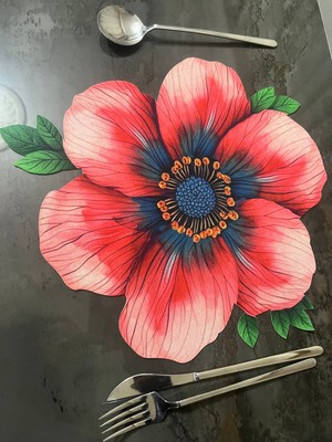 Minoza Hanım Çiçeği Desenli Leke Tutmaz Gardenya Kumaş Digital Baskılı Altı Deri Amerikan Servisi 6 Adet