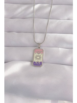 Vice Avm 316L Çelik Gümüş Renk Karışık Mineli Ay Figür Tarot Kolye - TJ-BKO9044 TG-1395 340039