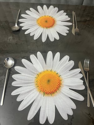 Minoza Papatya Desen Leke Tutmaz Gardenya Kumaş Altı Deri Digital Baskılı Amerikan Servis & Supla 6 Adet