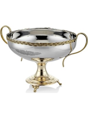 Lamedore Black Pearl Halat Desenli Kulplu Küçük Kase 33X25X23,5 cm Dekoratif Metal Sunumluk