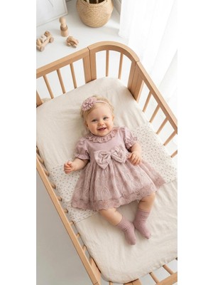 Miniday Baby Kız Bebek Mevlütlük Yazlık Elbise Bandanalı Dantelli Yeni Doğan Hastane Çıkışı Gelinlik Abiye 4024