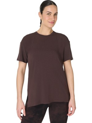 Sweaty Betty Soft Flow Studio Longline Kadın Kahverengi Tişört