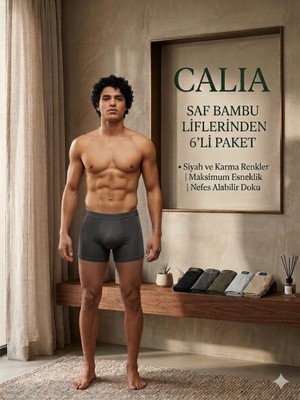Qulat Calia 5'li Paket Erkek Bambu Boxer - Esnek ve Nefes Alabilir Rahat Kalıp Karma Renk Seti