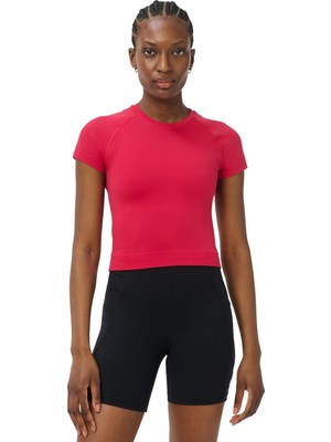 Sweaty Betty Athlete Crop Seamless Workout Kadın Kırmızı Tişört