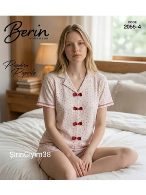 Berin 2055-4  Kısa Kollu Raporlu Bayan Şortlu Takım