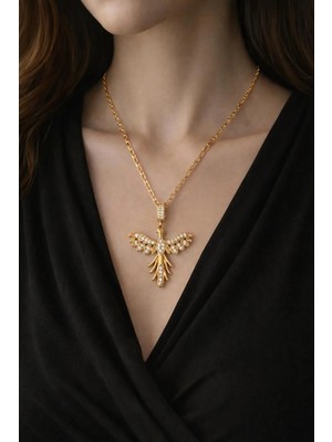 Zirkon Taşlı Gold Anka Kuşu Kolye