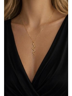 Epoksi Gold Yılan Gold Zincir Kolye