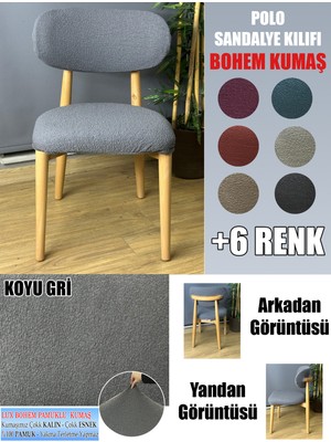 Home Polo Sandalye Kılıfı 6 Adet Lüx Bohem Kumaş Çok Kalın %100 Pamuk
