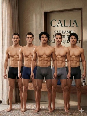 Qulat Calia 5'li Paket Erkek Bambu Boxer - Esnek ve Nefes Alabilir Rahat Kalıp Karma Renk Seti