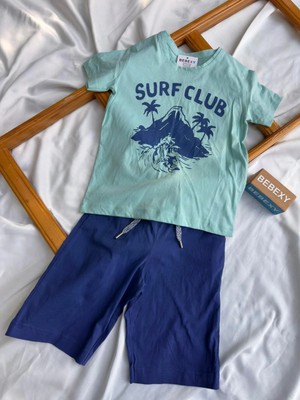 bebexy Surf Club Yazılı Yeşil Şortlu Takım
