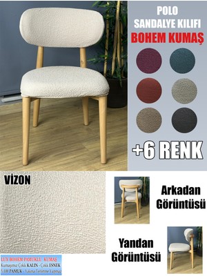 Home Polo Sandalye Kılıfı 6 Adet Lüx Bohem Kumaş Çok Kalın %100 Pamuk