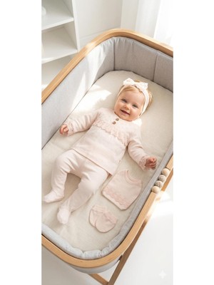 Miniday Baby Kız Bebek Mevlütlük Yenidoğan Hastane Çıkışı 5'li Set %100 Pamuk ZK5010