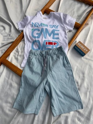 bebexy Never Say Game Yazılı Mavi Şortlu Takım