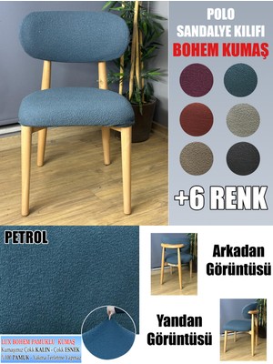 Home Polo Sandalye Kılıfı 6 Adet Lüx Bohem Kumaş Çok Kalın %100 Pamuk
