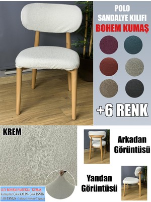 Home Polo Sandalye Kılıfı 6 Adet Lüx Bohem Kumaş Çok Kalın %100 Pamuk