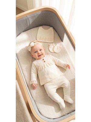 Miniday Baby Kız Bebek Mevlütlük Yenidoğan Hastane Çıkışı 5'li Set %100 Pamuk ZK5010