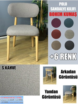 Home Polo Sandalye Kılıfı 6 Adet Lüx Bohem Kumaş Çok Kalın %100 Pamuk
