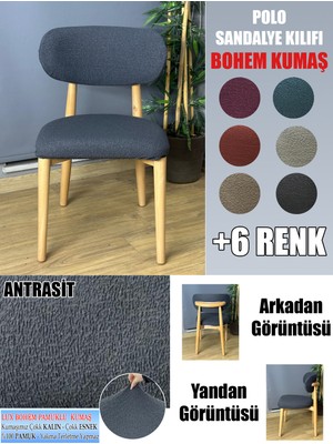 Home Polo Sandalye Kılıfı 6 Adet Lüx Bohem Kumaş Çok Kalın %100 Pamuk