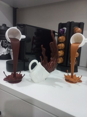 Mescolare 3lü Kahve Köşesi 3D Dökülen Kahve Çikolata Biblo Figür