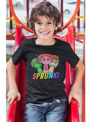 Sevbano Sprunki Baskılı Unisex Çizgi Film Çocuk Tişört (1-12 Yaş)