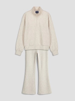 LC Waikiki Lcw Kids Ekru Dik Yaka Kız Çocuk Sweatshirt ve Tayt