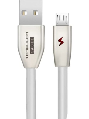 TKÇ Mey Ithalat®  S53 LED Işıklı Micro USB Kablo 1m 3A - Beyaz