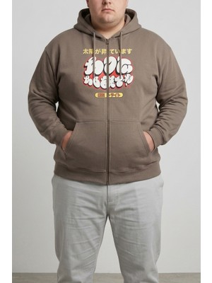 Balkonda Sweatshirt Kapüşonlu Fermuarlı Oversize Büyük Beden Unisex