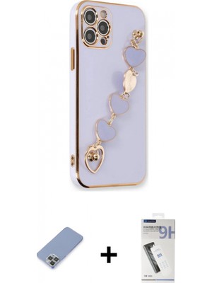 Marsilyan™- iPhone 12 Pro Kılıf Nova Işık Prime - Şeffaf Uv Polymer Nano Ekran Koruyucu + Metal Kamera Lens Koruma Cam - Kuyl